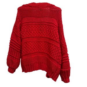 Cozy Red Chunky Knit Cardigan - Open Front Sweater
